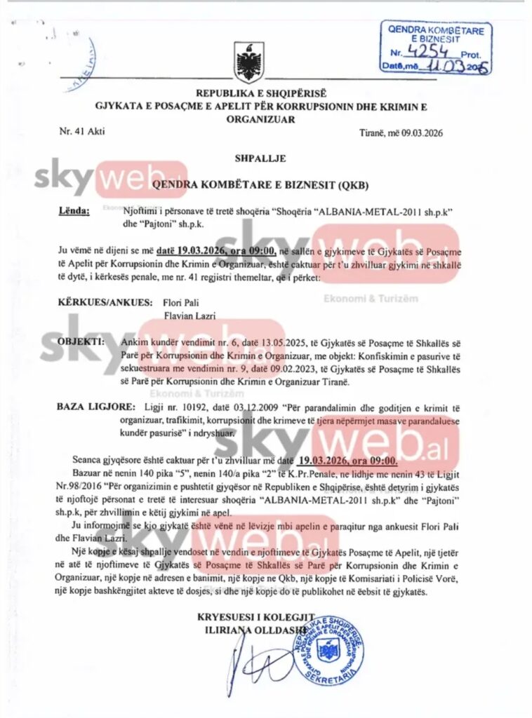 SPAK zbulon 2 apartamente të trafikantit të fshehura përmes Pajtoni shpk  GJKKO njofton kompaninë e ndërtuesit