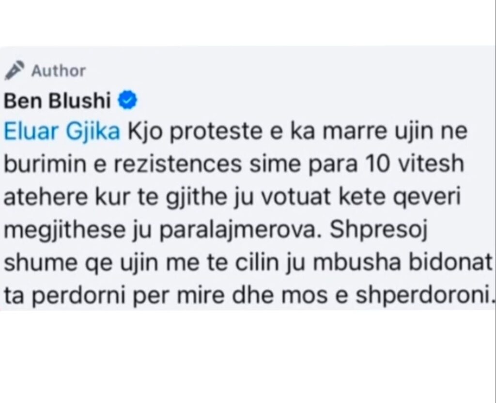 Ben Blushi kërkon meritat e organizatorit të protestave: Unë